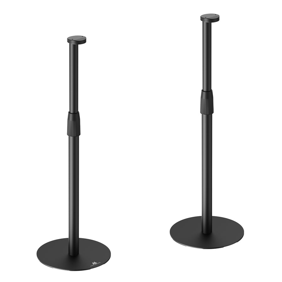 Maclean MC-496 Floor stand for Sonos Era 100 and 300 | Adjustable 682-1068 mm | Cable management and stable base | Set of 2 black tripods | Stylish and safe design