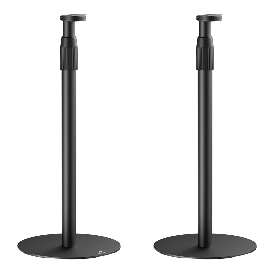 Maclean MC-496 Floor stand for Sonos Era 100 and 300 | Adjustable 682-1068 mm | Cable management and stable base | Set of 2 black tripods | Stylish and safe design