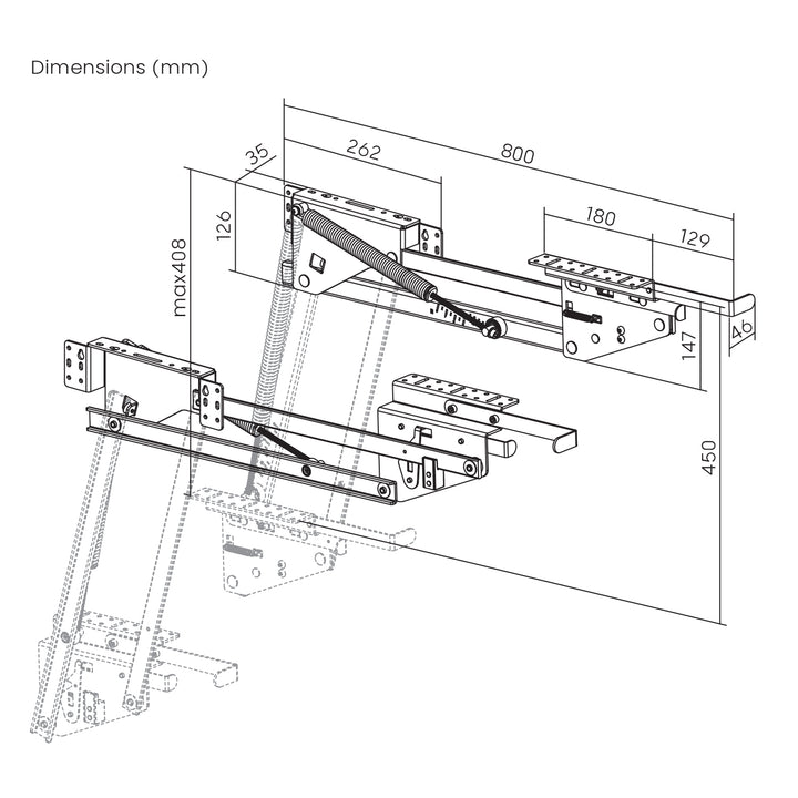 Maclean MC-497 Elevator, built-in extendable kitchen shelf 5-20kg. 820x168x106mm