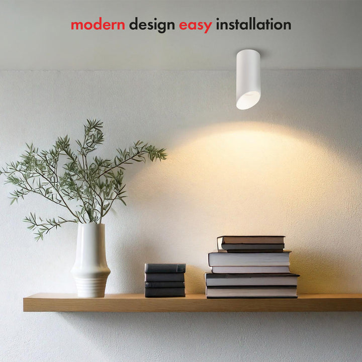 Maclean surface mount / tube luminaire, spot, round, aluminum, GU10, 55x130mm, white, MCE360 W