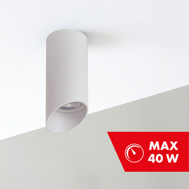 Maclean surface mount / tube luminaire, spot, round, aluminum, GU10, 55x130mm, white, MCE360 W