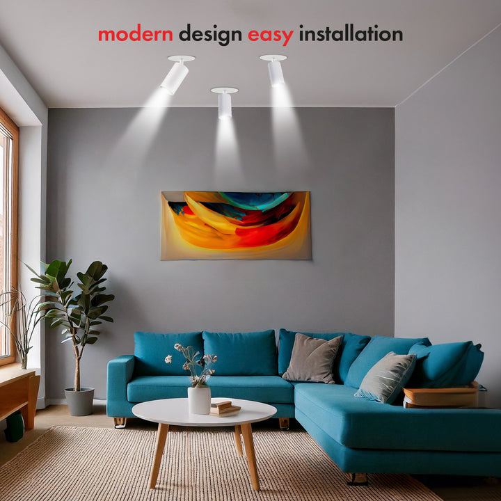 Maclean flush mount / tube luminaire, spot, round, aluminum, GU10, 55x100mm, white, MCE364 W
