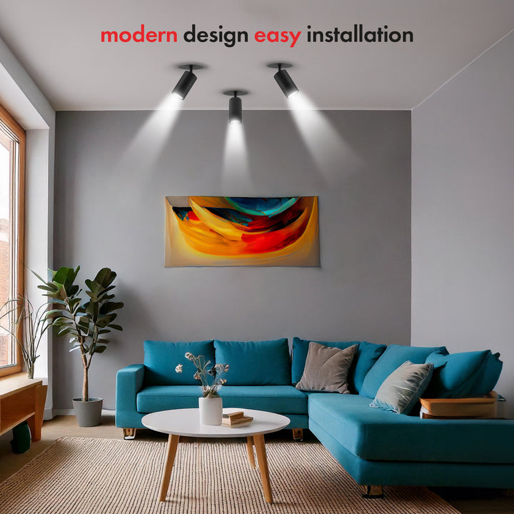 Maclean flush mount / tube luminaire, spot, round, aluminum, GU10, 55x100mm, black color, MCE364 B