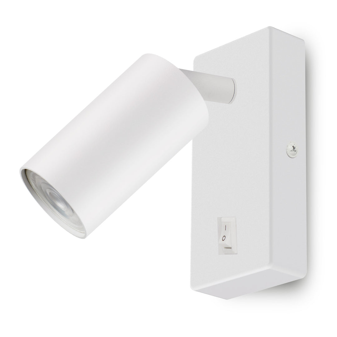 Maclean wall lamp / wall light, spot, round, GU10, with 55x100mm switch, white, MCE369 W
