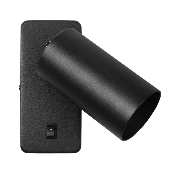 Maclean wall lamp / wall light, spot, round, GU10, with switch, 55x100mm, black color, MCE369 B
