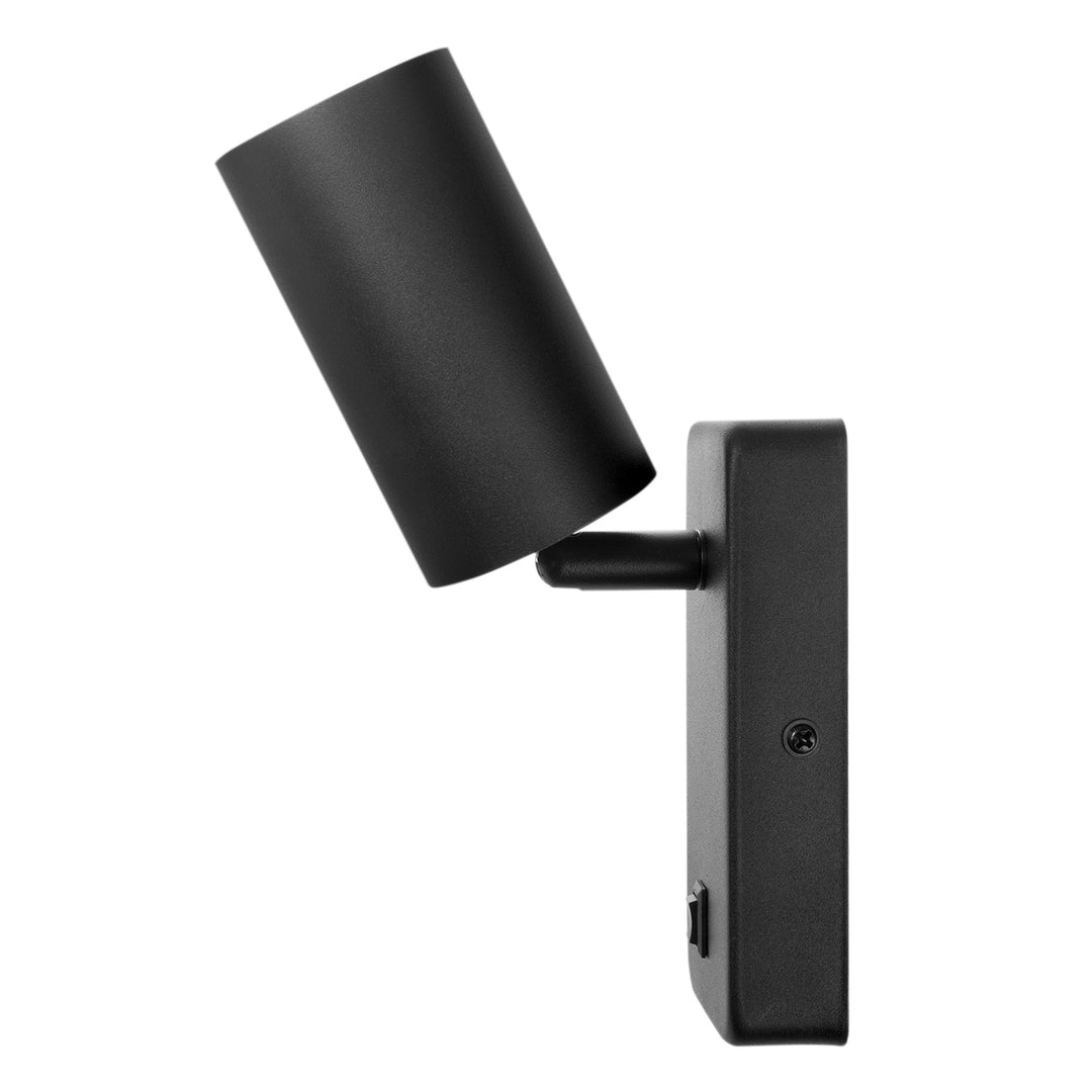 Maclean wall lamp / wall light, spot, round, GU10, with switch, 55x100mm, black color, MCE369 B