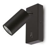 Maclean wall lamp / wall light, spot, round, GU10, with switch, 55x100mm, black color, MCE369 B