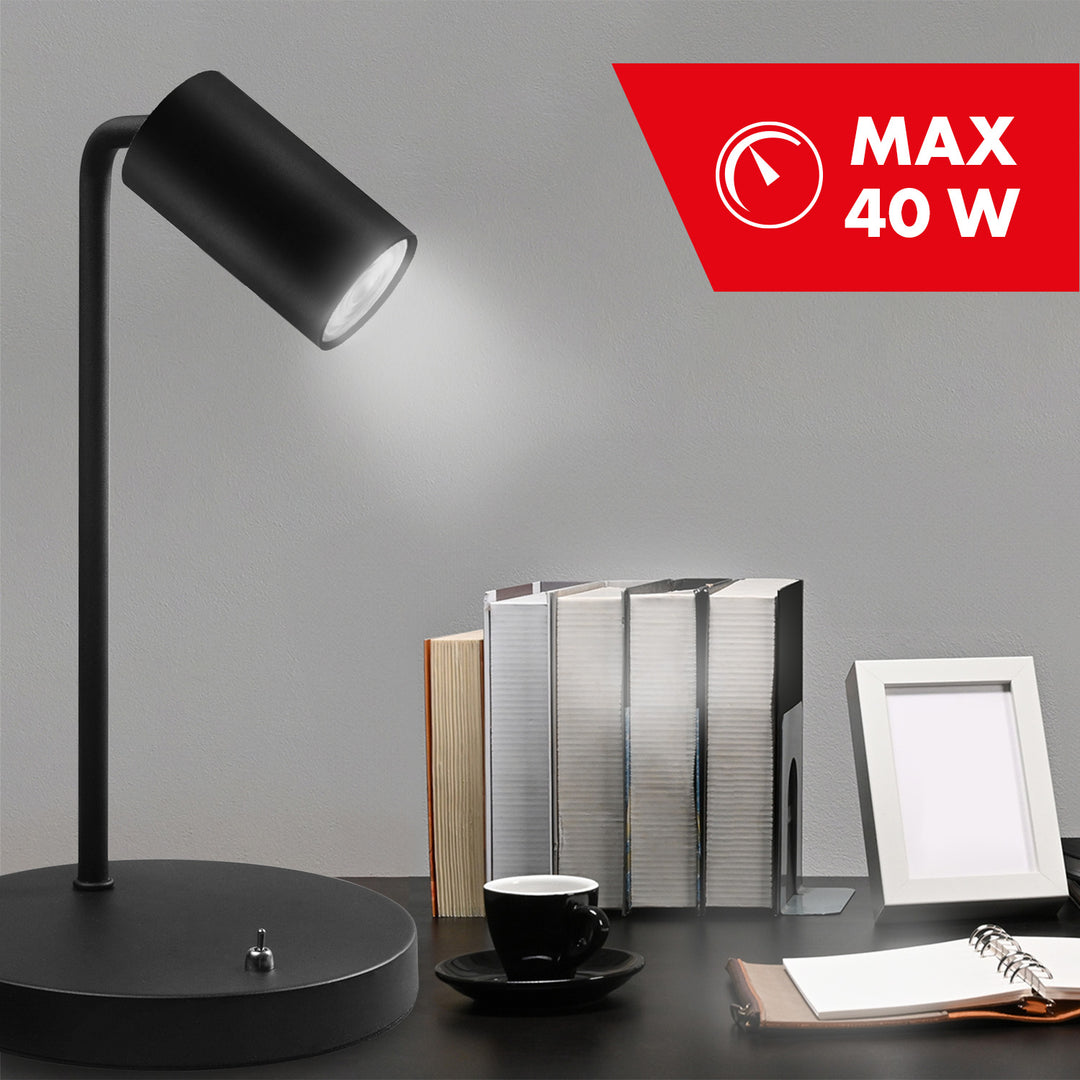 Lampa deisce spota GU10 le lasc ar/as dubh 55x90mm