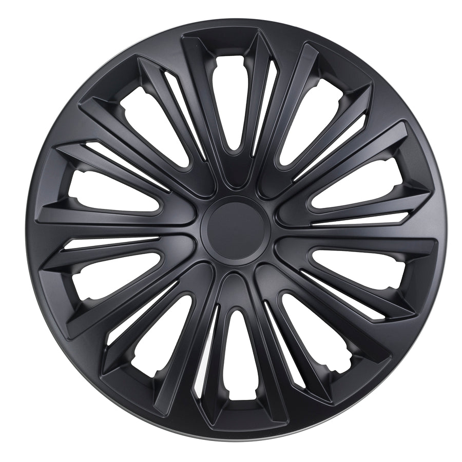 Universal 16" NRM Strong Matte Black Hubcap - Single Piece Wheel Cover
