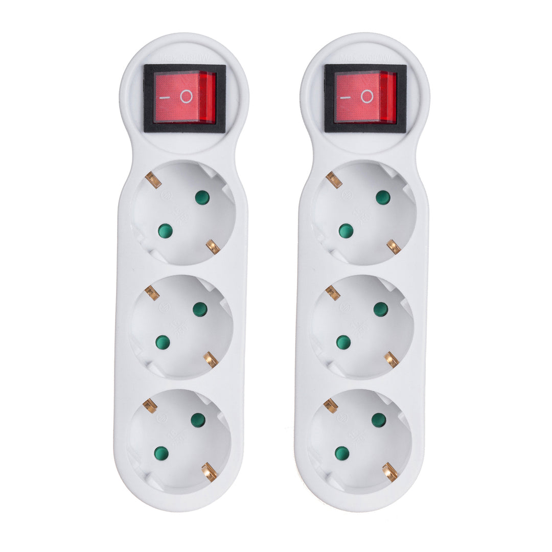 2x Maclean current outlet, triple, with switch and ground, 16A, German version, MCE216