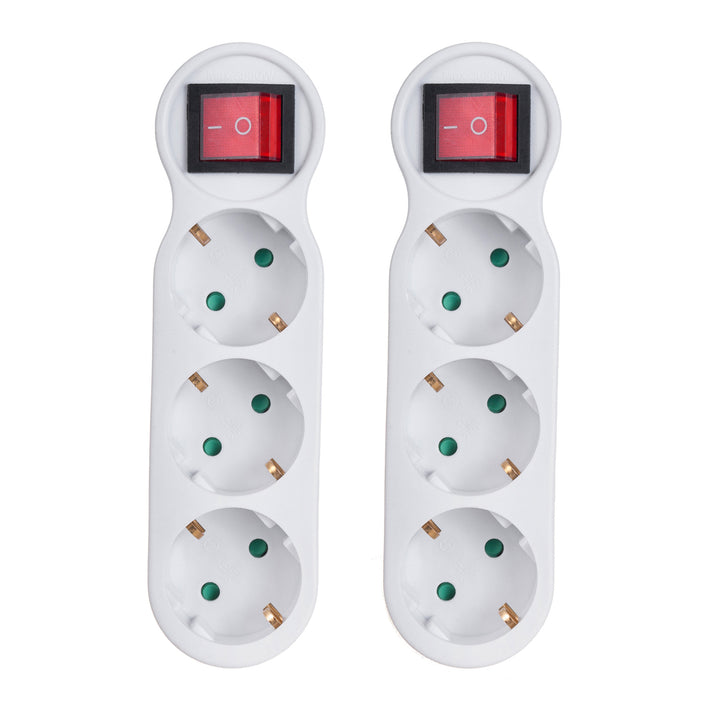 2x Maclean current outlet, triple, with switch and ground, 16A, German version, MCE216