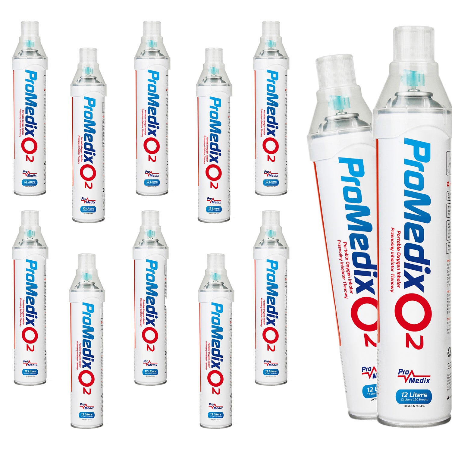 12x Promedix 12L portable 99.4% canned oxygen inhaler, PR-994 ...