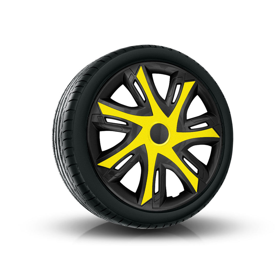 NRM N-Power Bicolor Universal Cap Wheel Trim 14" Black and Yellow 1 Piece