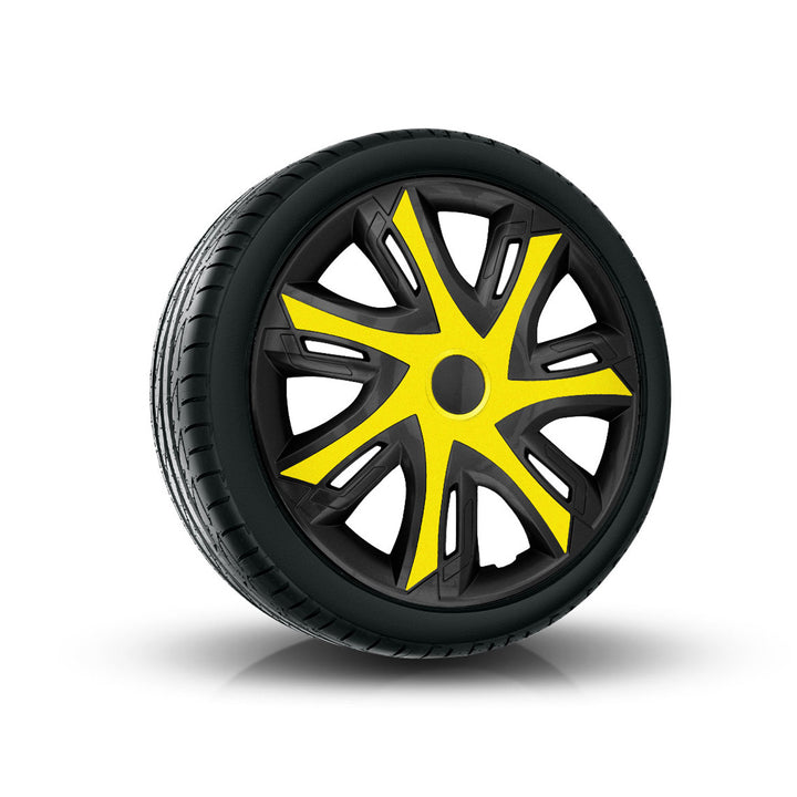 NRM N-Power Bicolor Universal Cap Wheel Trim 14" Black and Yellow 1 Piece