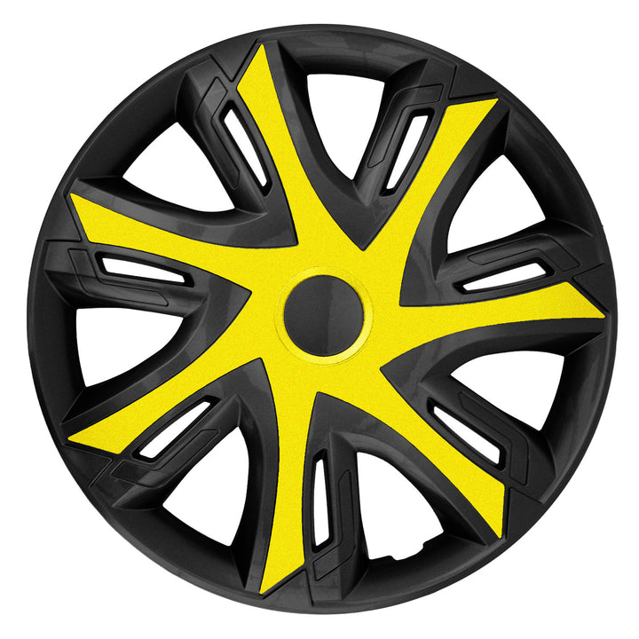 NRM N-Power Bicolor Universal Cap Wheel Trim 14" Black and Yellow 1 Piece