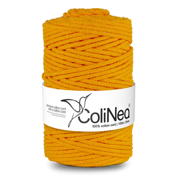 ColiNea, cotton cord with cotton core, braided, 5mm, 100m, dark yellow