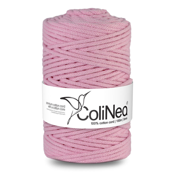 ColiNea, cotton cord with cotton core, braided, 5mm, 100m, pink