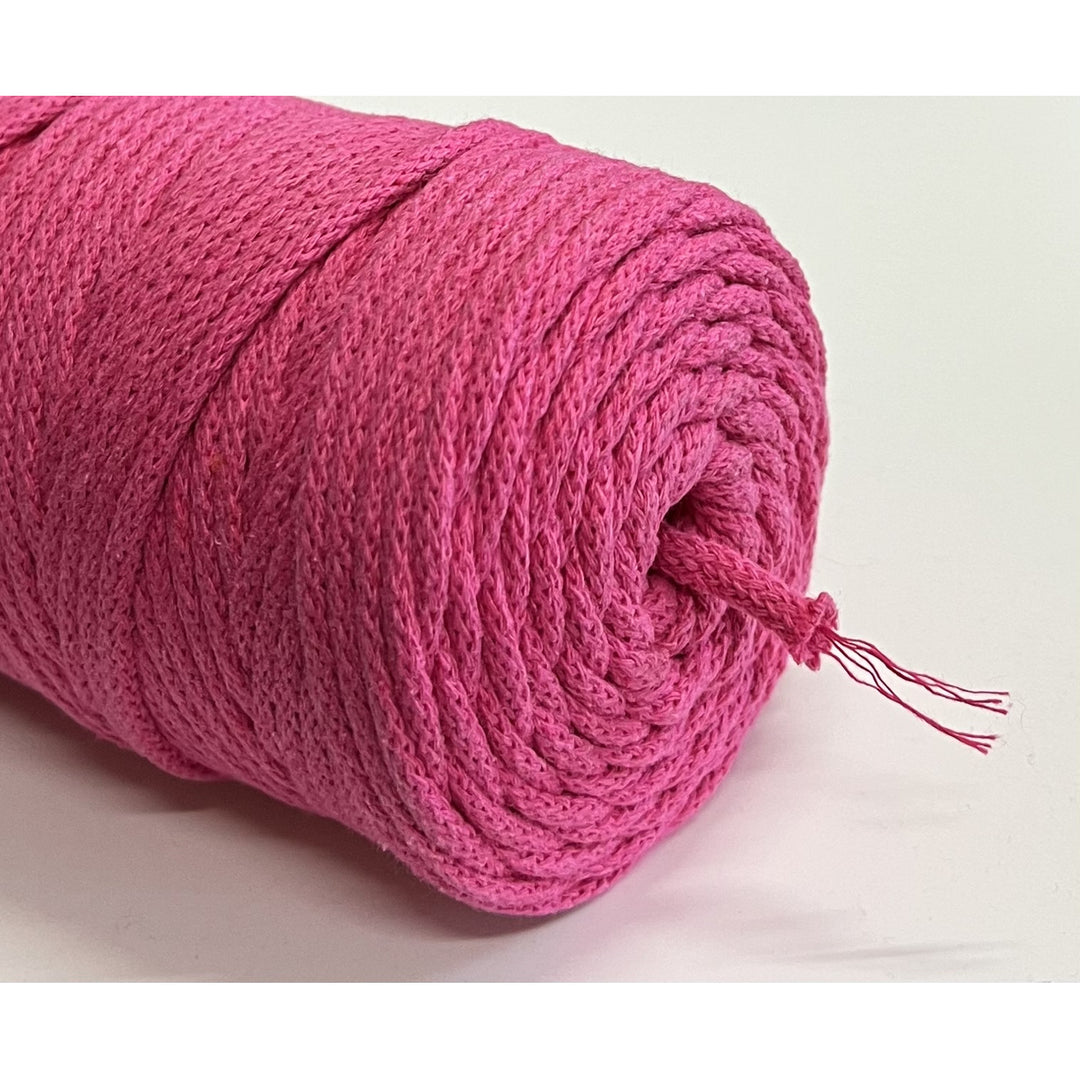 ColiNea, cotton cord with cotton core, braided, 5mm, 100m, fuchsia