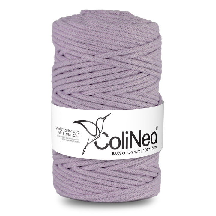 ColiNea, cotton cord with cotton core, braided, 5mm, 100m, lilac