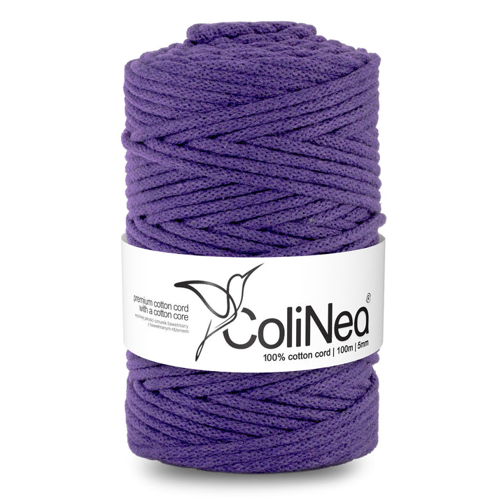 ColiNea, cotton cord with cotton core, braided, 5mm, 100m, purple