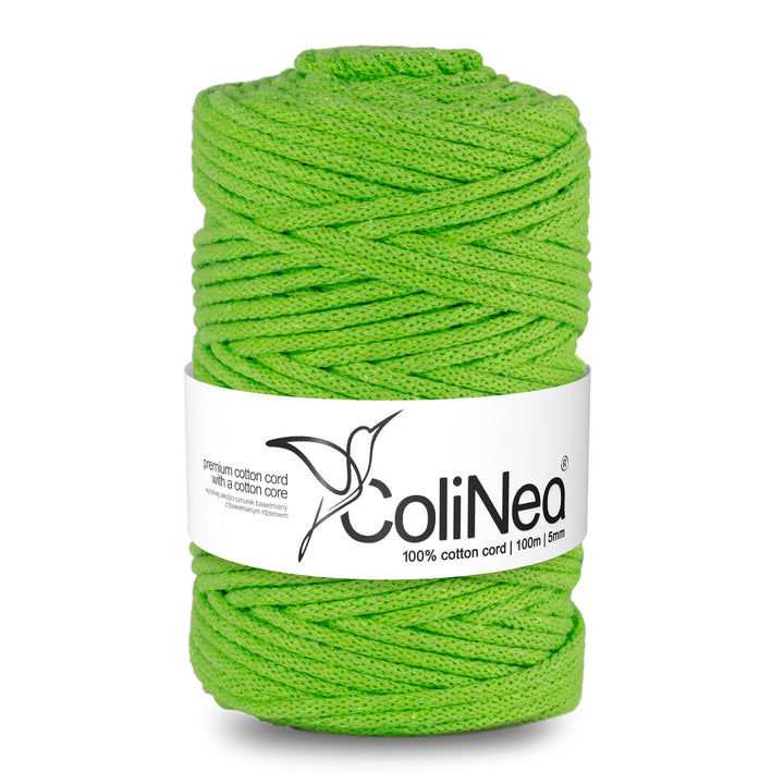 ColiNea, cotton cord with cotton core, braided, 5mm, 100m, light green