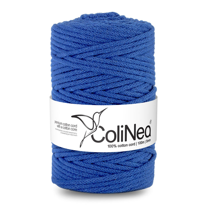 ColiNea, cotton cord with cotton core, braided, 5mm, 100m, dark blue