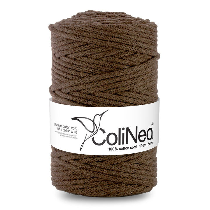 ColiNea, cotton cord with cotton core, braided, 5mm, 100m, brown