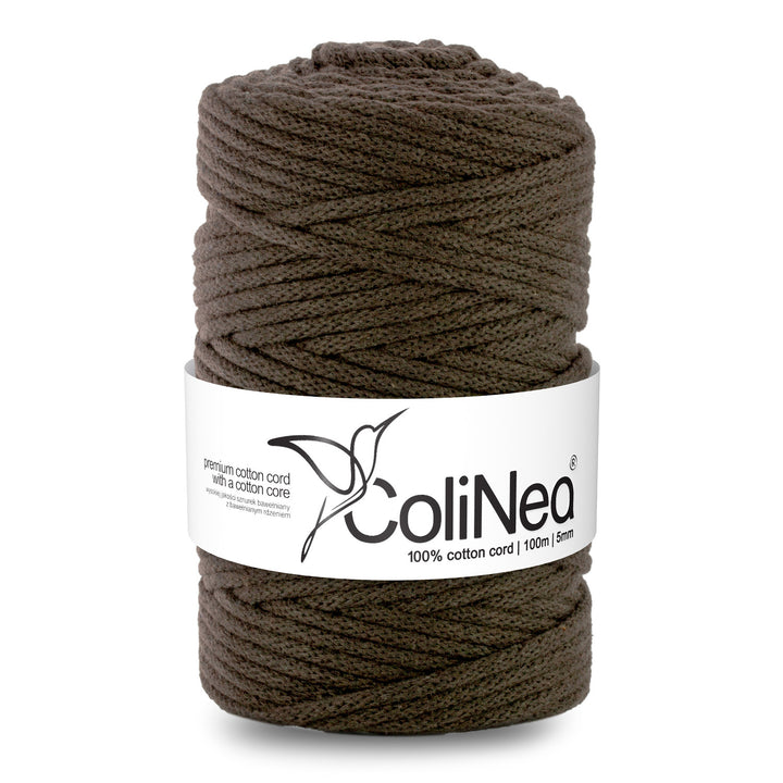 ColiNea, cotton cord with cotton core, braided, 5mm, 100m, dark brown