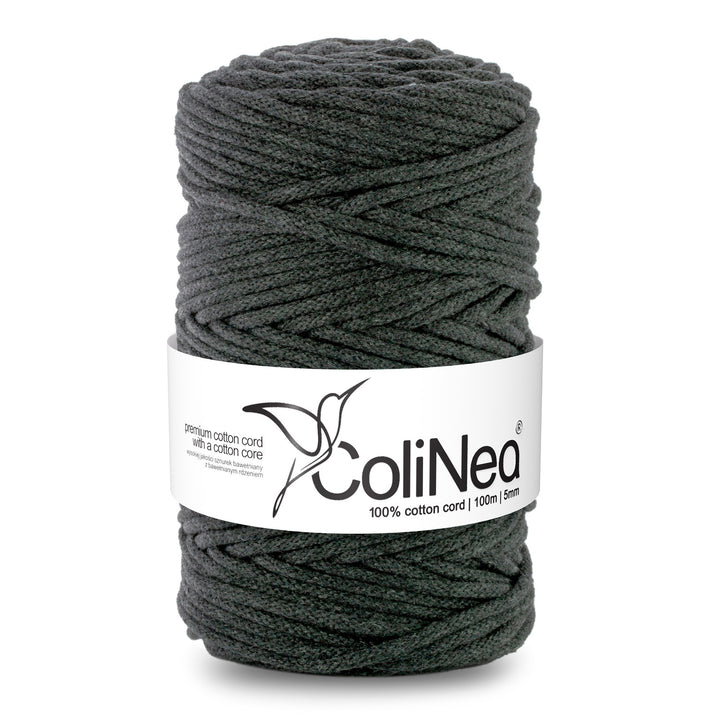 ColiNea, cotton cord with cotton core, braided, 5mm, 100m, anthracite