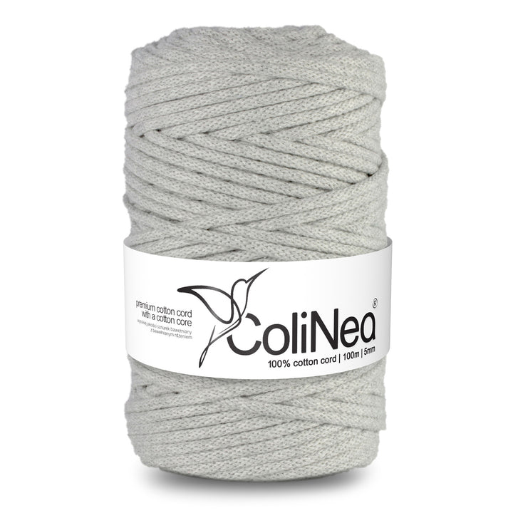 ColiNea, cotton cord with cotton core, braided, 5mm, 200m, light gray