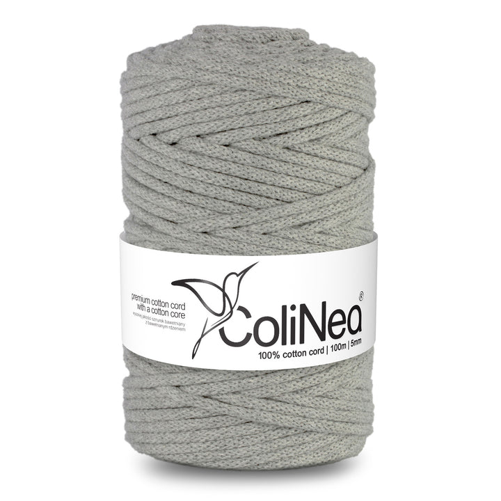 ColiNea, cotton cord with cotton core, braided, 5mm, 200m, grey