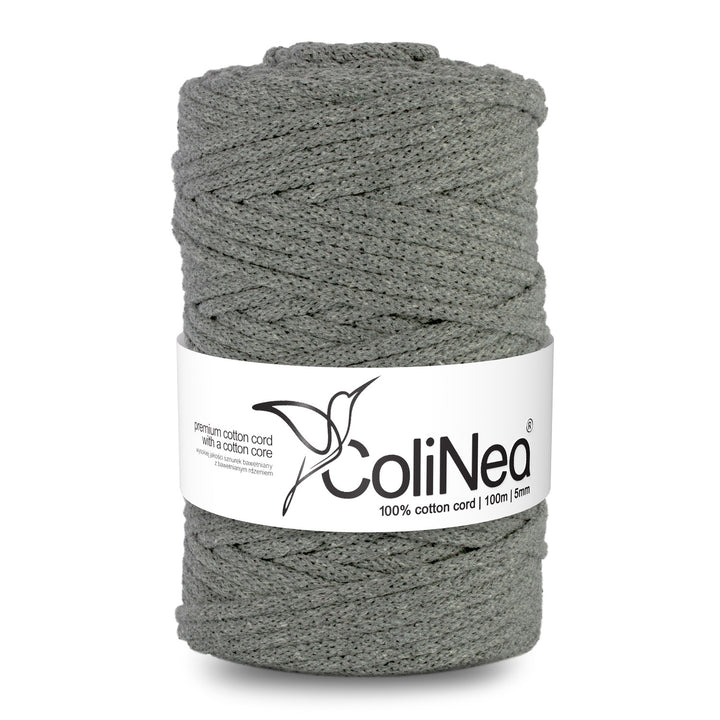 ColiNea, cotton cord with cotton core, braided, 5mm, 200m, dark gray