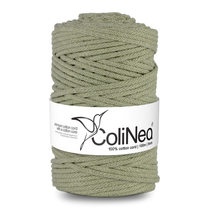 ColiNea, cotton cord with cotton core, braided, 5mm, 200m, olive green