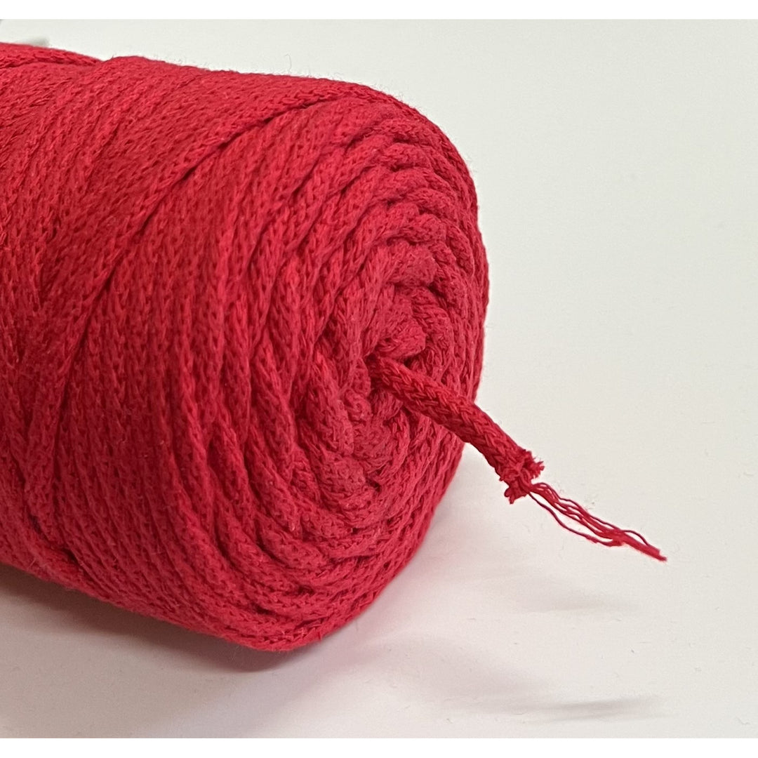 ColiNea 3mm Dark Red Braided Cotton Cord with Durable Cotton Core, 100m Length - Ideal for Crafting and DIY Projects