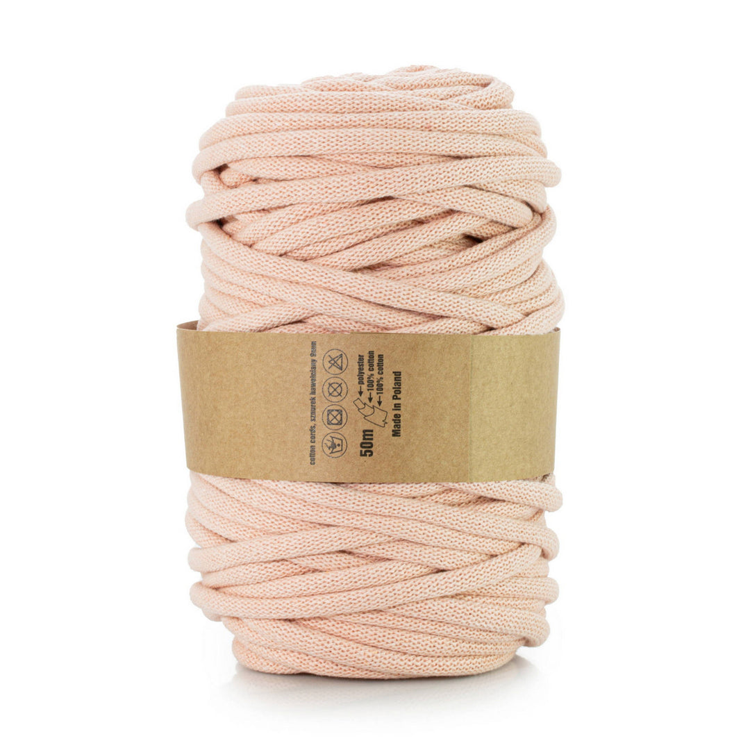 WAS, cotton cord with polyester core, braided, 9mm, 50m, salmon