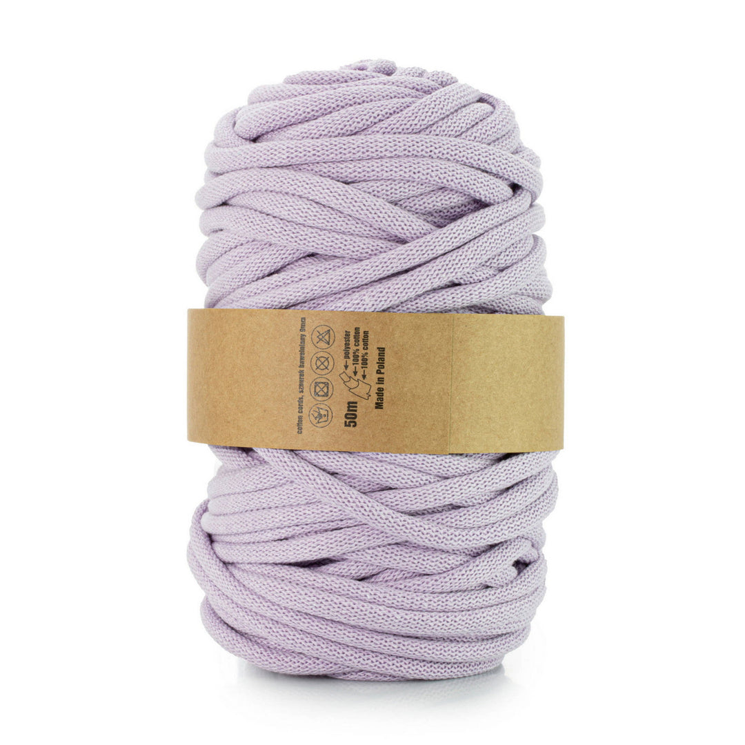 WAS, cotton cord with polyester core, braided, 9mm, 50m, lilac