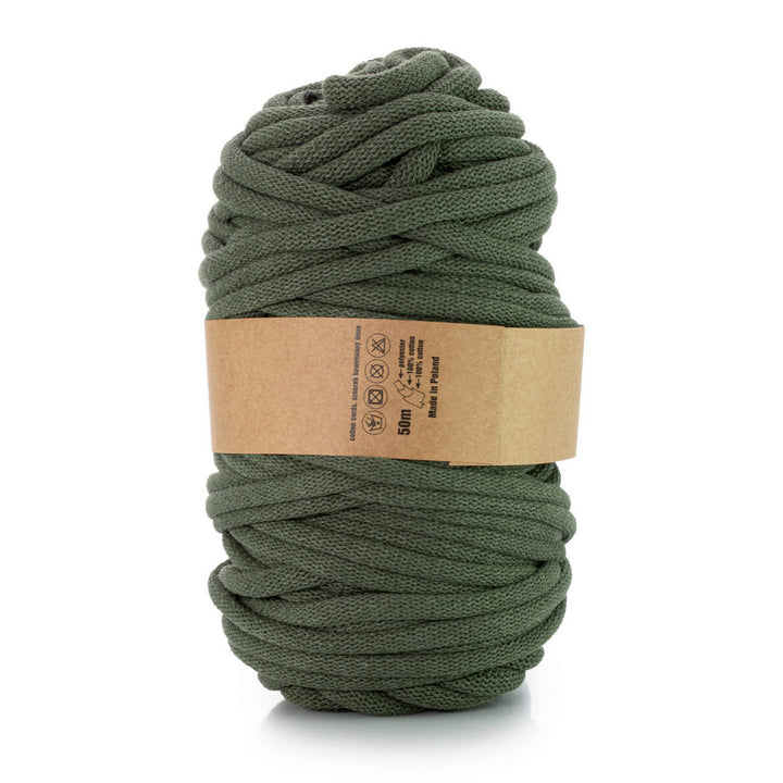 WAS, cotton cord with polyester core, braided, 9mm, 50m, khaki