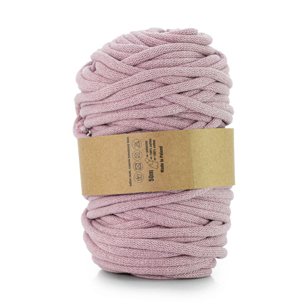 WAS, cotton cord with polyester core, braided, 9mm, 50m, dirty pink