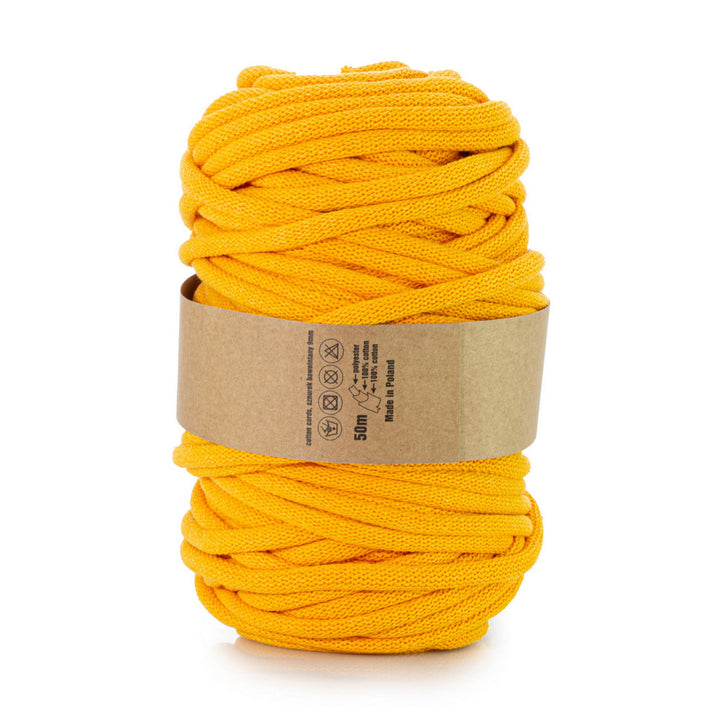 WAS, cotton cord with polyester core, braided, 9mm, 50m, dark yellow