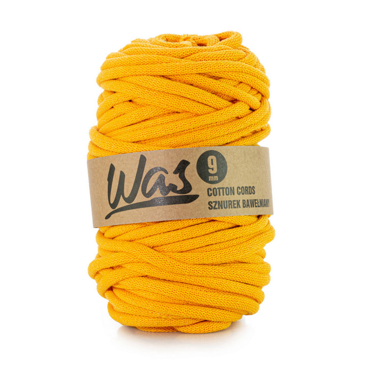 WAS, cotton cord with polyester core, braided, 9mm, 50m, dark yellow