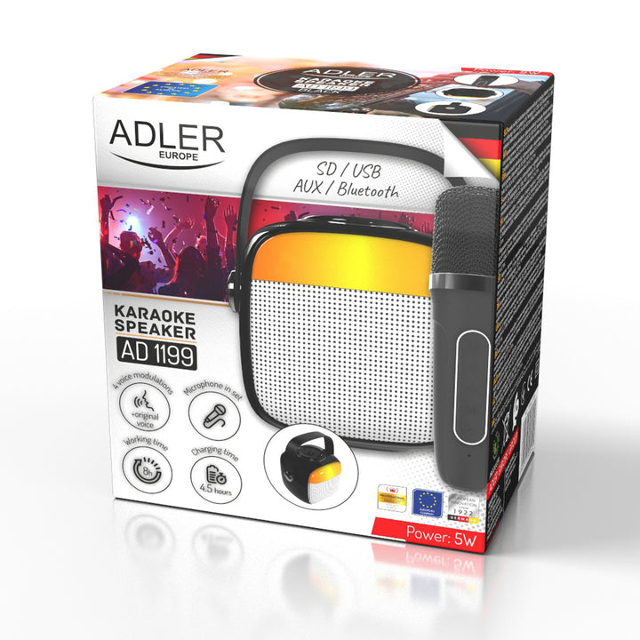 Adler wireless speaker, with microphone, for karaoke, Bluetooth, AD 1199 B