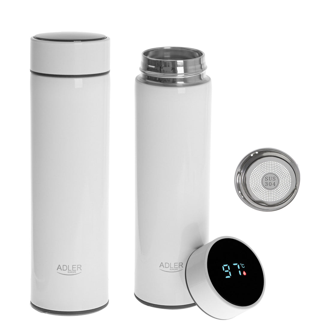 Adler thermos flask, LED touchscreen display, 473 ml capacity, white, AD 4506
