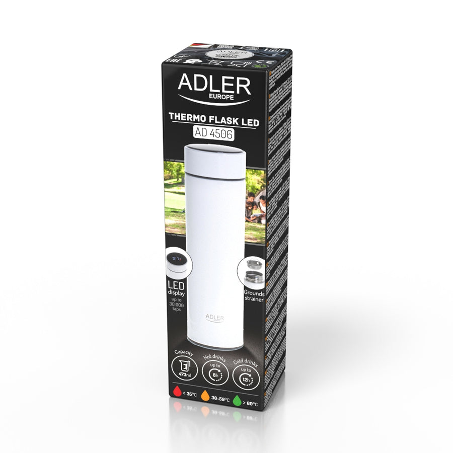 Adler thermos flask, LED touchscreen display, 473 ml capacity, white, AD 4506