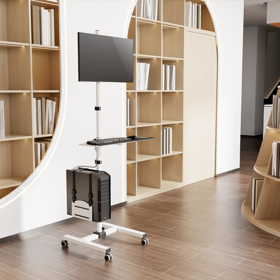 Maclean professional laptop stand cart, mobile computer workstation on wheels, max 17"-32", max 20kg, MC-793