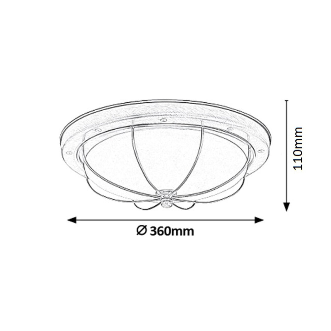 Rabalux ceiling lamp, 2xE27, brown, 36cm diameter, Sudan