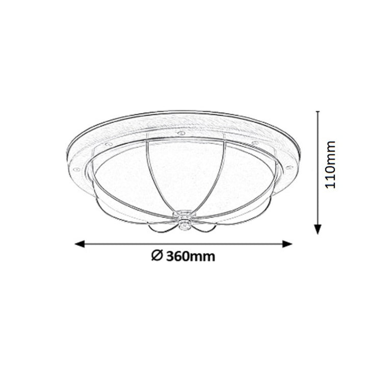 Rabalux ceiling lamp, 2xE27, brown, 36cm diameter, Sudan