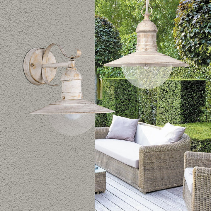 Rabalux wall lamp, outdoor, IP44, E27, max 60W, white antique, Oslo