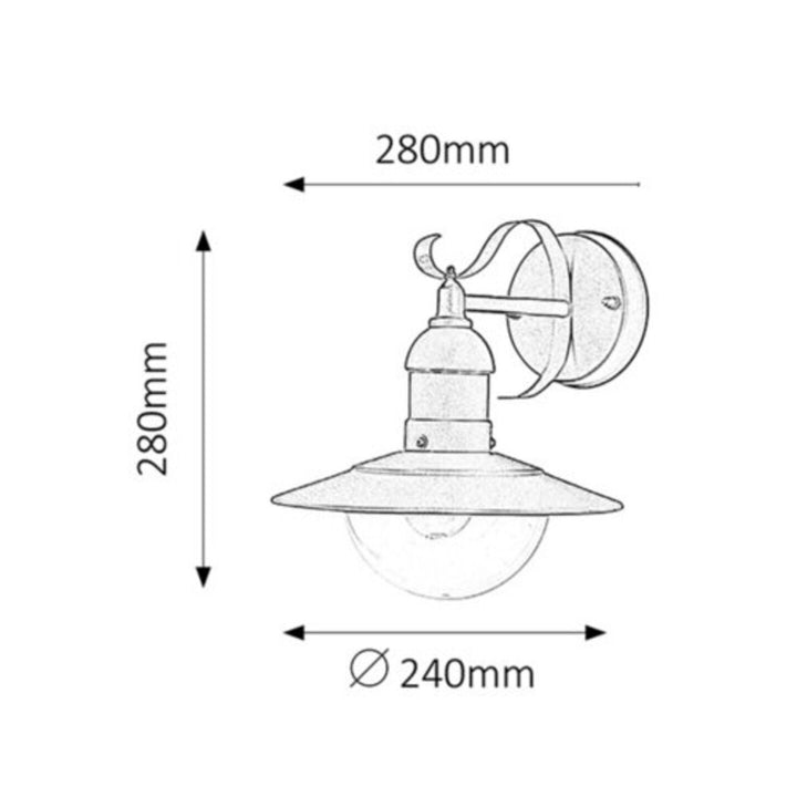 Rabalux wall lamp, outdoor, IP44, E27, max 60W, white antique, Oslo