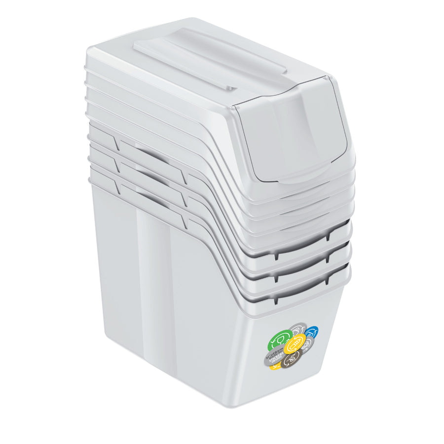 Sortibox 4x20L Recycling Rubbish Bin Garbage Can Set for Segragating Waste Ash Colour ISWB20S4