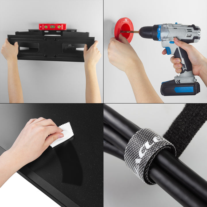 Maclean TV Mount, max VESA 600x400, 32-85", 60kg, horizontal and vertical angle adjustment, profile 65-390mm, black, MC-789